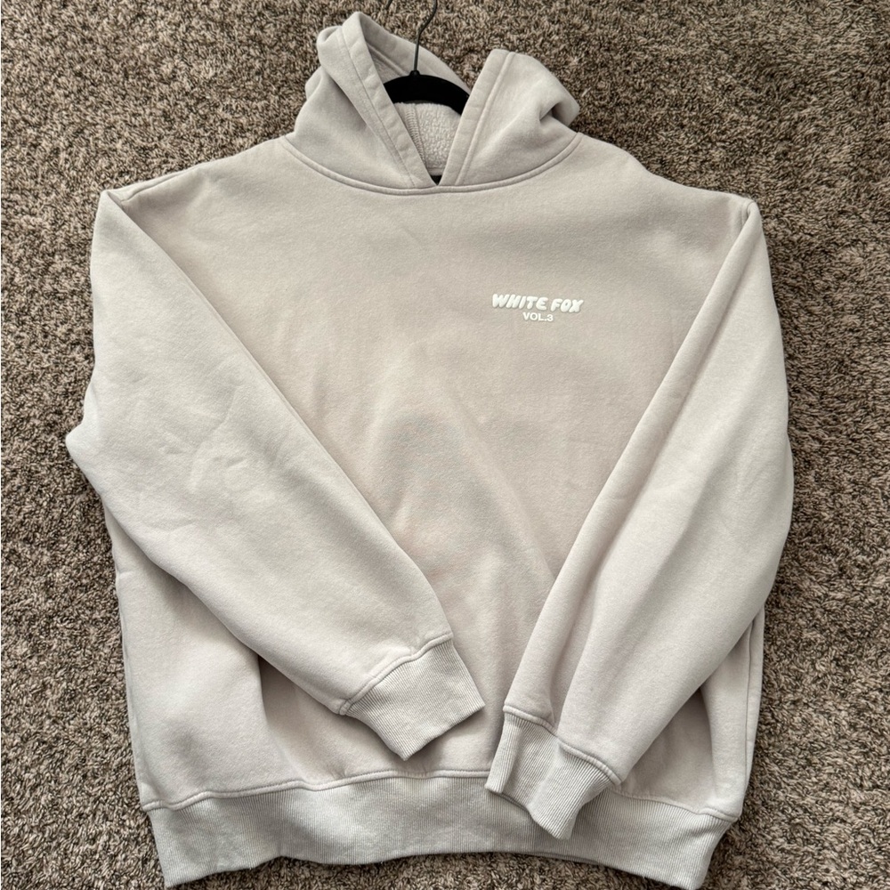 White Fox Hoodie in Moon- Size L/XL